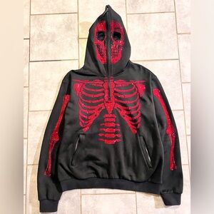 Guapi Hoodie Mens Skeleton Rhinestone Full Zip Mask Limited Edition skull mask.